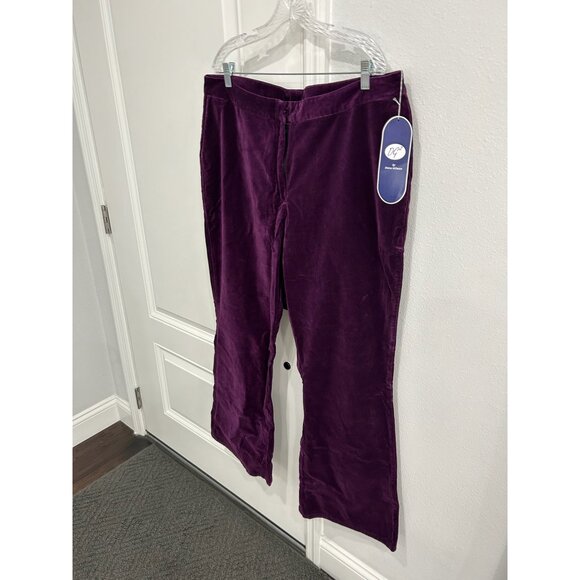 DG2 by Diane Gilman Flat Front Velvet Pants Purple Plus Size 20W Classic NWT - Picture 3 of 10